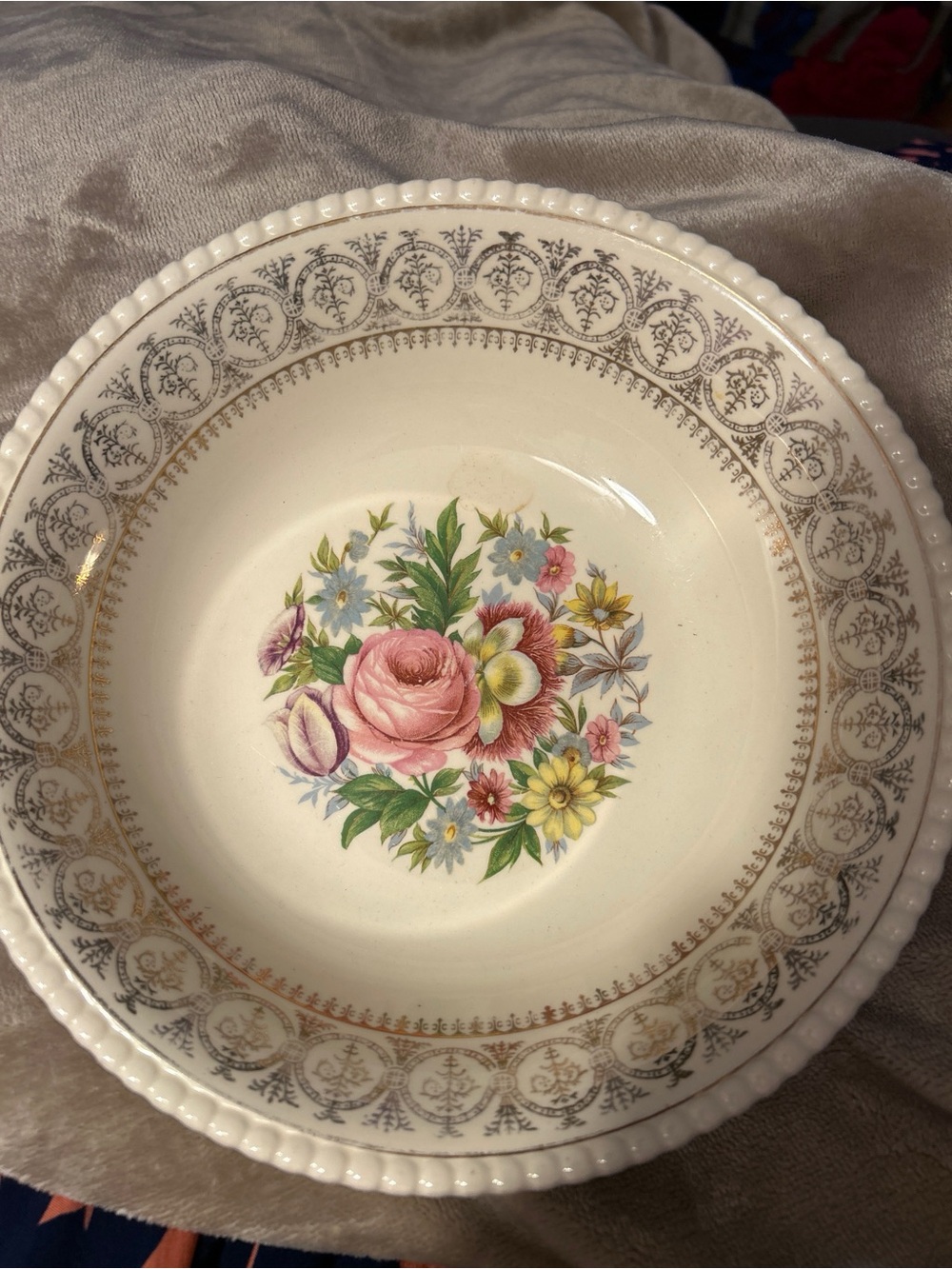 Ambassador ware Floral Decorative Dinner Bowl - Pink & Multicolor